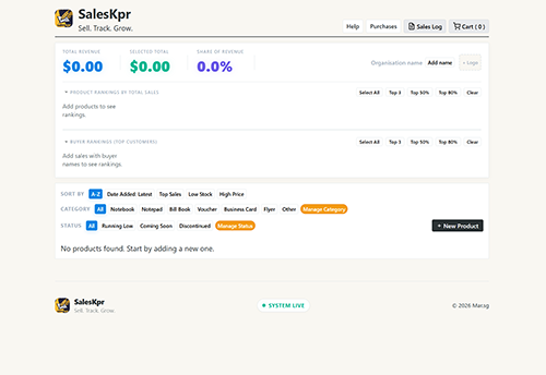 SalesKpr: revenue overview and product management